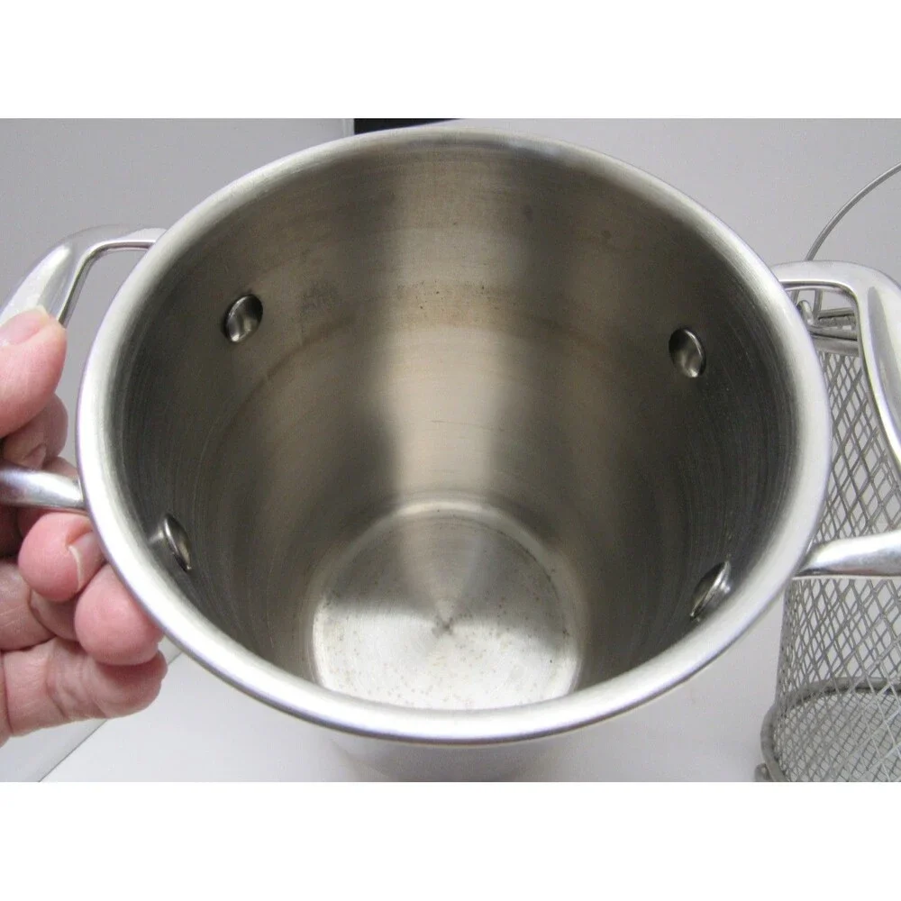 CRATE & BARREL Stainless Steel Asparagus Vegetable Pasta Steamer Pot 3 qt.
